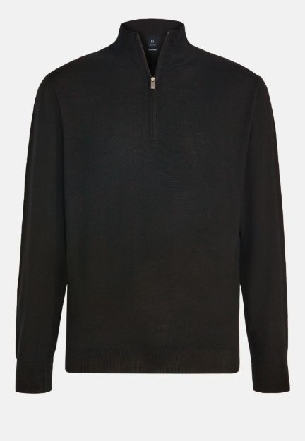 Slika Boggi vuneni džemper Half-Zip crni
