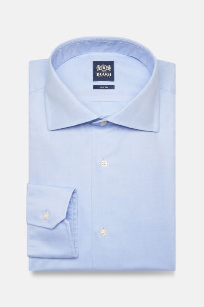 Slika Boggi pamučna košulja Slim fit svijetlo plava