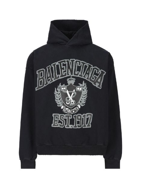 Slika Balenciaga hoodie s printom crni