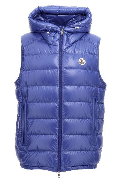 Slika Moncler prsluk s kapuljačom plavi