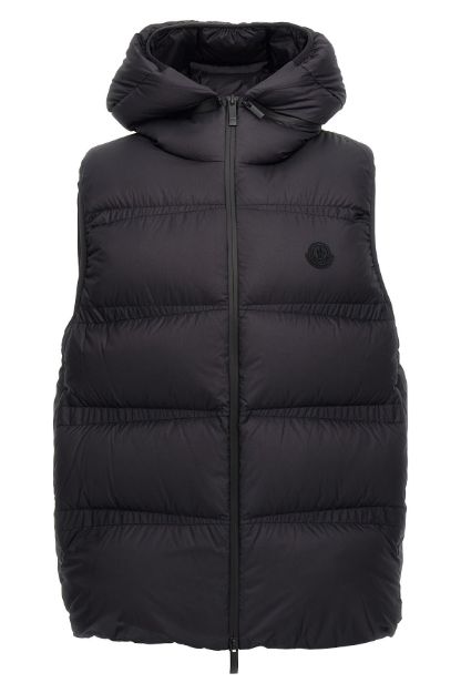 Slika Moncler prsluk s kapuljačom crni