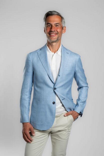 Slika Barba Napoli sako od vune, lana i svile svijetlo plavi