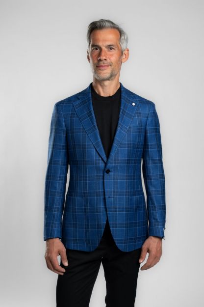 Slika Luigi Bianchi sako od vune svile i lana plavi