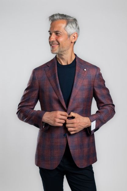 Slika Luigi Bianchi sako od vune, svile i lana bordo